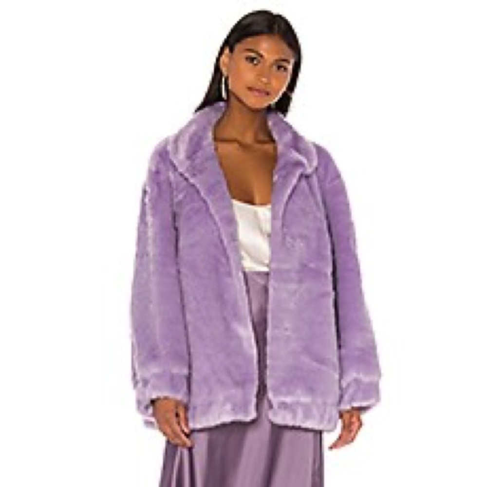 LPA lilac lavender purple faux fur coat
